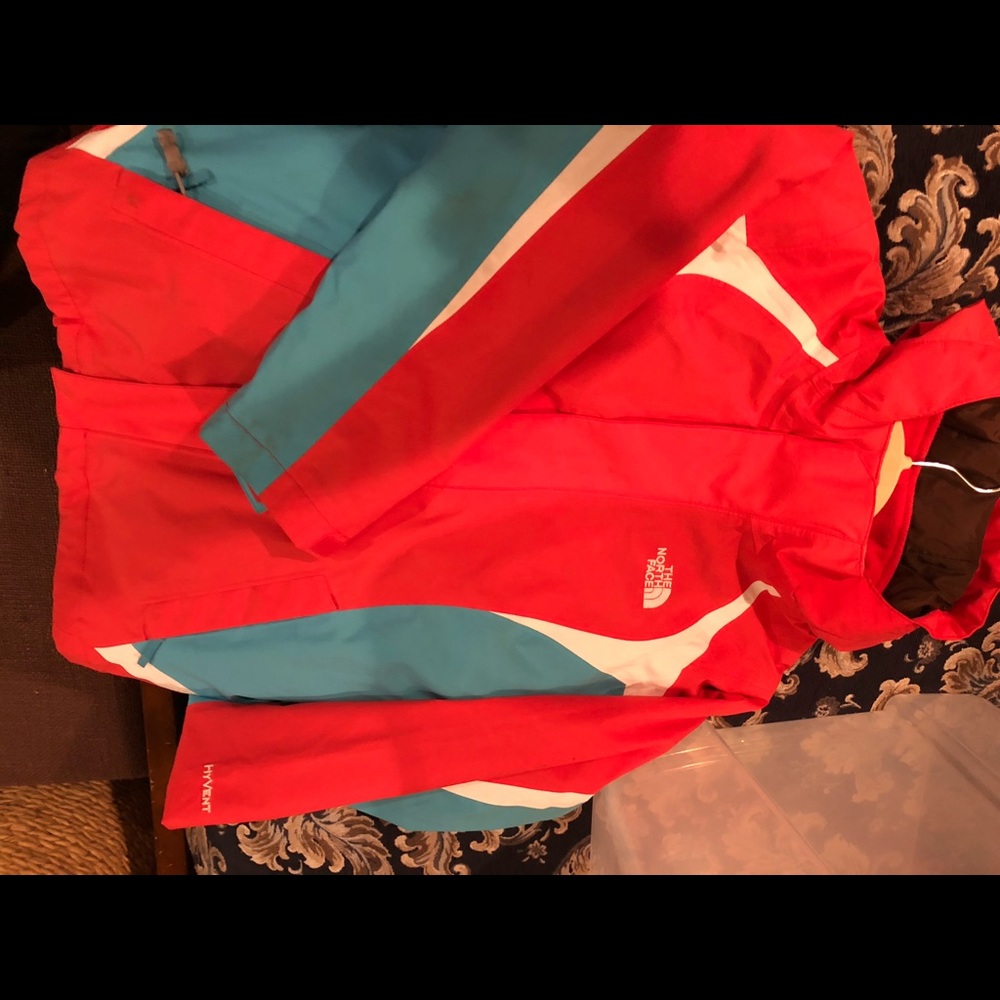 North face rain coat with fleece jacket inside
